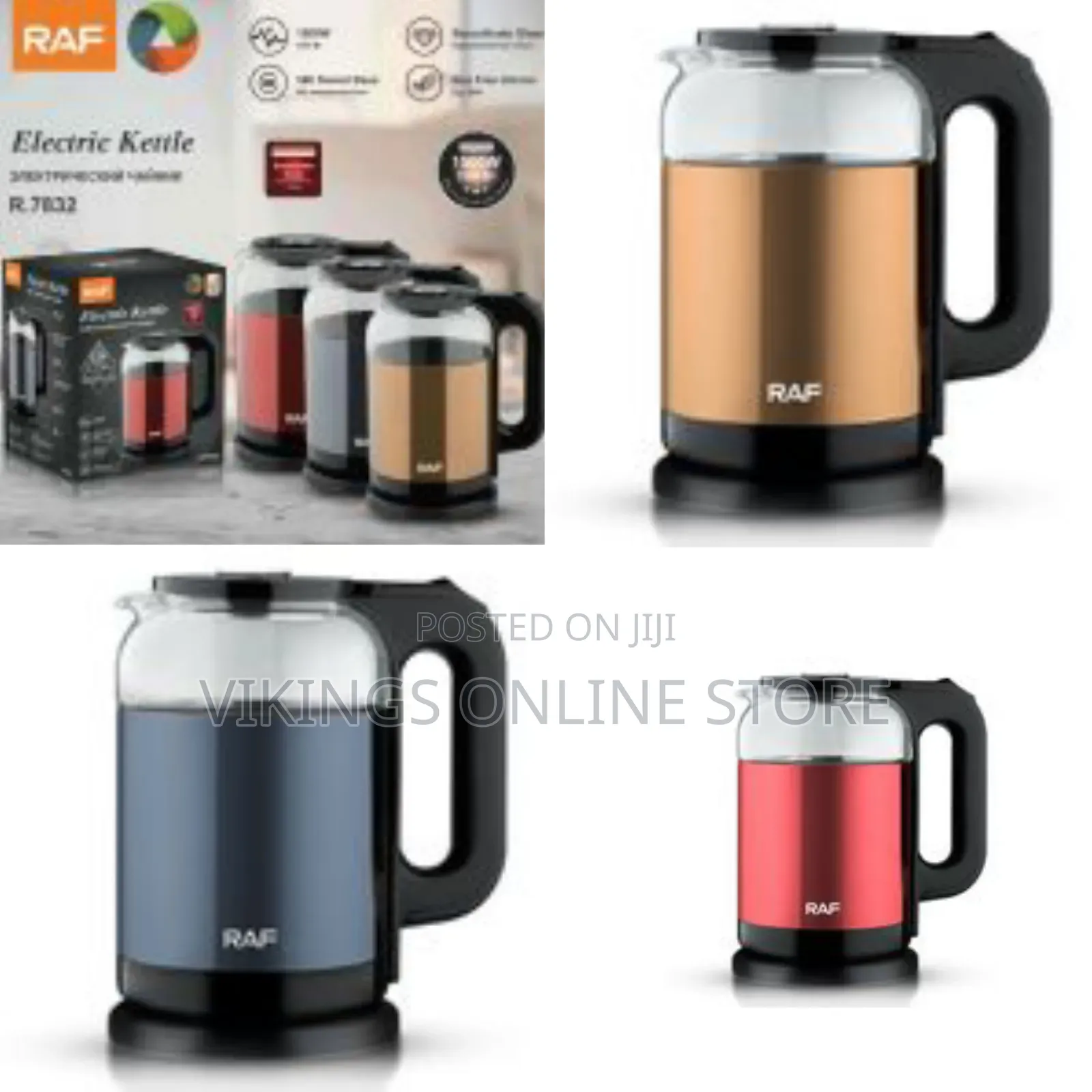 Raf 2 Litre Electric Glass Kettle Cordless With Blue Led Light