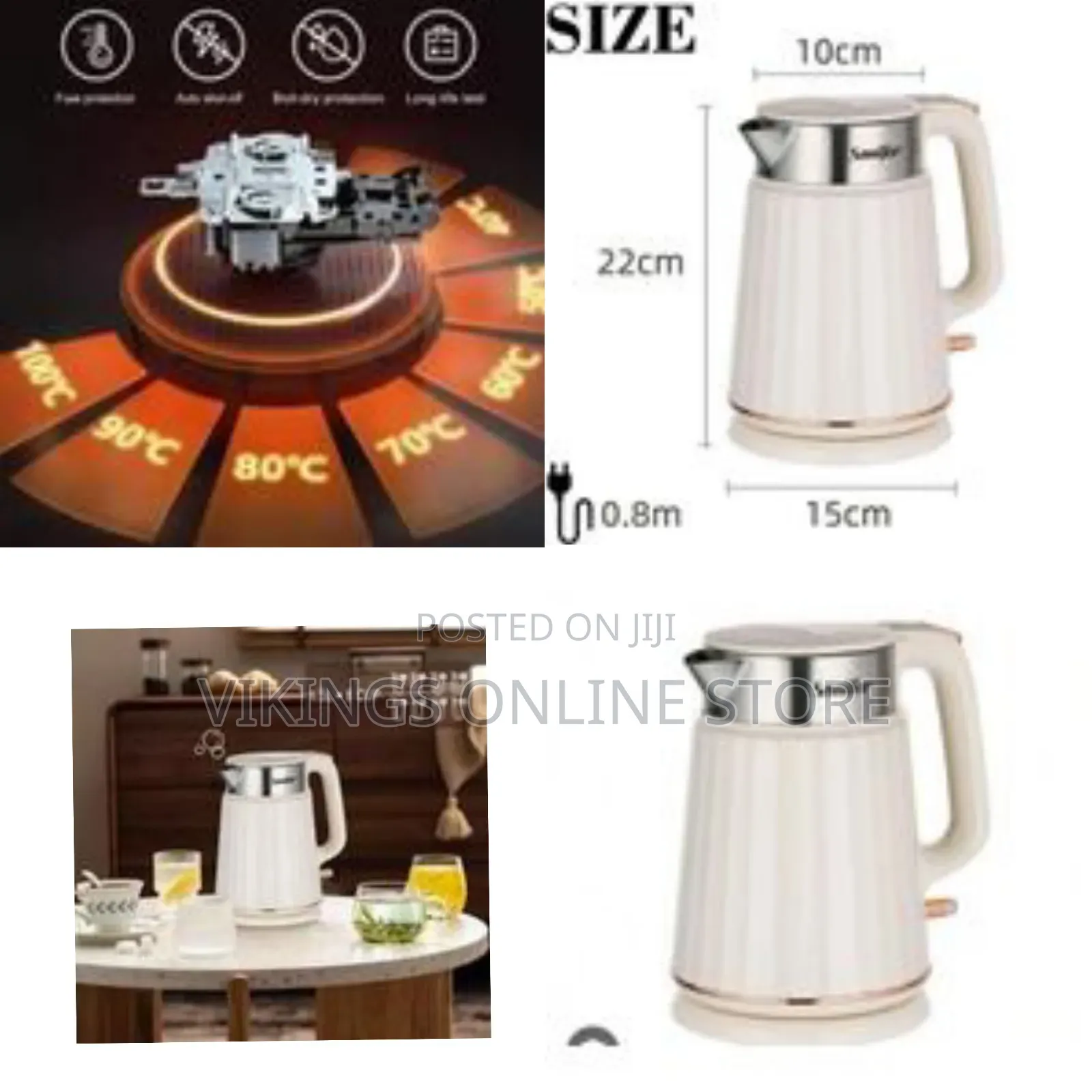 Sonifer Electric Kettle 1.3l Integrated Seamless Inner Tank 360°