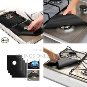 4 Piece Gas Burner/Cooker Protector Mat - Black