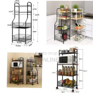 1 Piece of 4-Tiers Kitchen Microwave Stand Storage Trolley Workstation