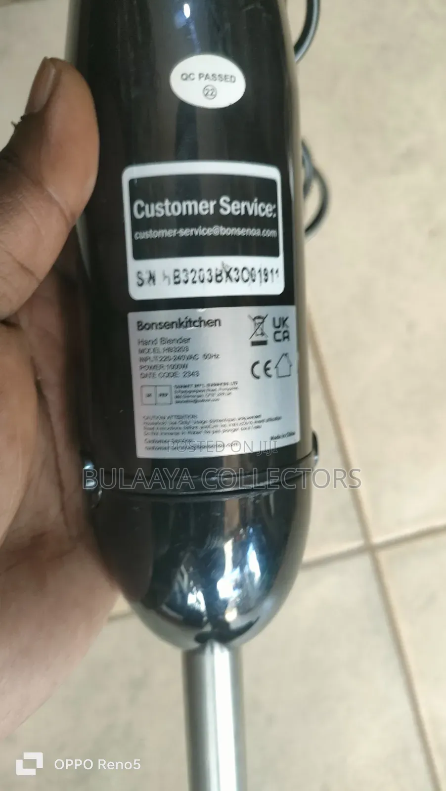 Uk Used Bonsenkitchen Immersion Hand Blender.