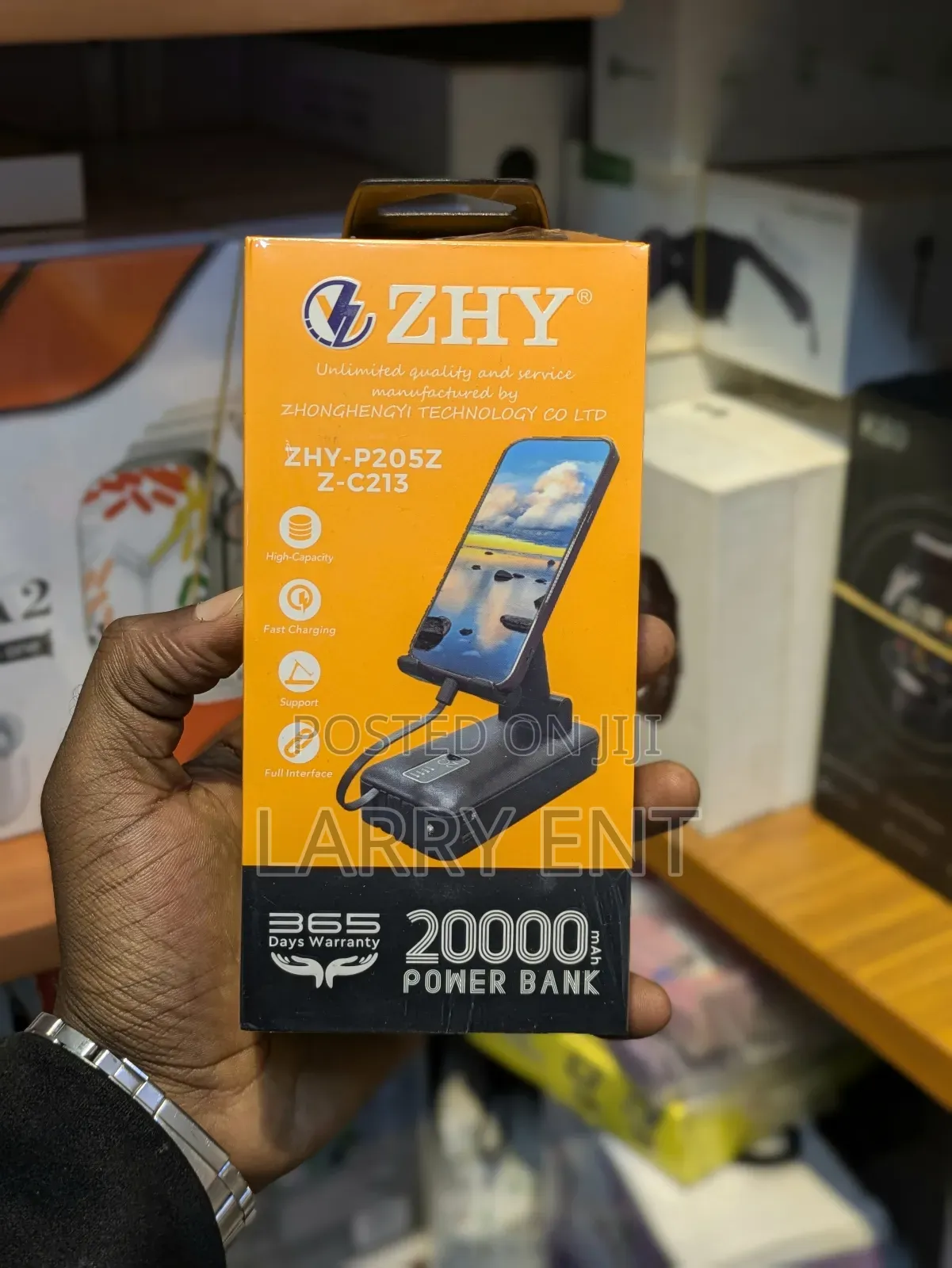Zhy 20000mah Power Bank –Fast Charging, Phone Stand, Long Battery Life