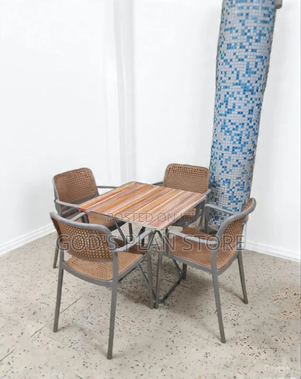 Mesh Back Plastic Chairs and Table Set Plastic Chairs and Table Set