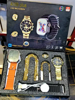 A100 Plus Smart Watch Set – Gold Watch, Necklace, Bracelet Rings