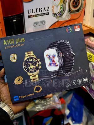 A100 Plus Smartwatch Combo for Men – 2 Straps + Luxury Gold Set