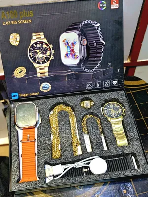 A100 Plus Smartwatch Combo for Men – 2 Straps + Luxury Gold Set
