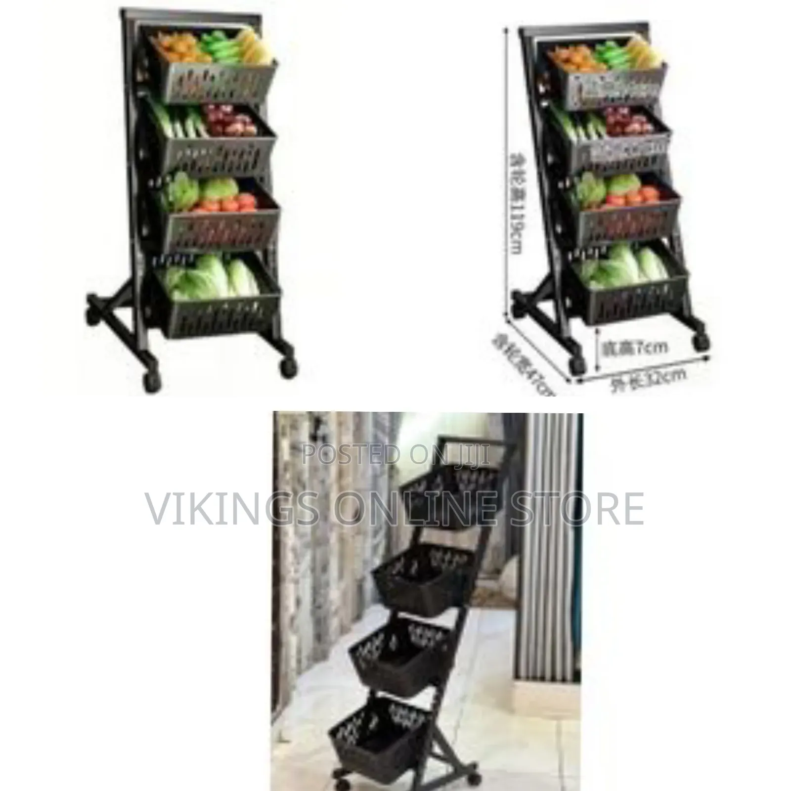 Kitchen Fruit Vegetable Storage Stackable Metal Wire Basket Stand 4