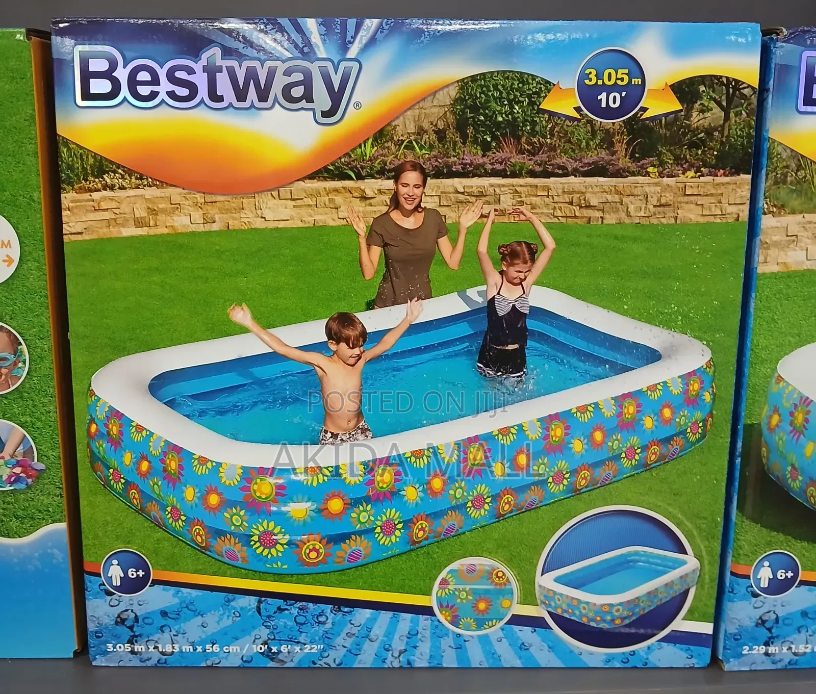 Bestway Inflatable Rectangular 3-Ring Family Pool
