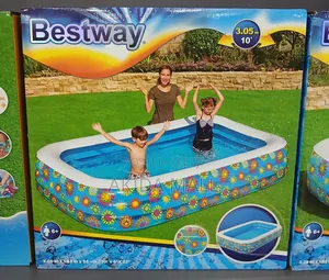 Bestway Inflatable Rectangular 3-Ring Family Pool