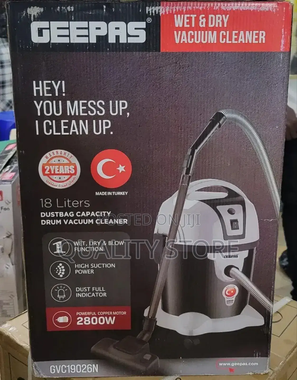 Geepas Vacuum Cleaner Wet and Dry 18 L