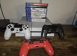 Sony Playstation 4 Glacier White Console W 3 Controllers 10 Games