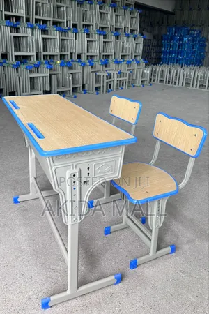 Modern Adjustable Double School Desk and Chair With MDF Laminated Body