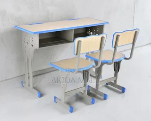 Modern Adjustable Double School Desk and Chair With MDF Laminated Body