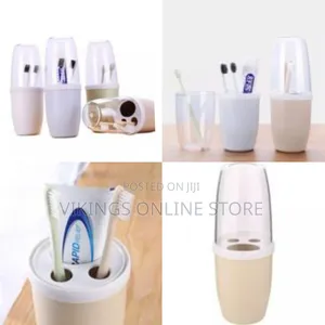 Portable Toothpaste Toothbrush Holder Bathroom Organizer, Pink