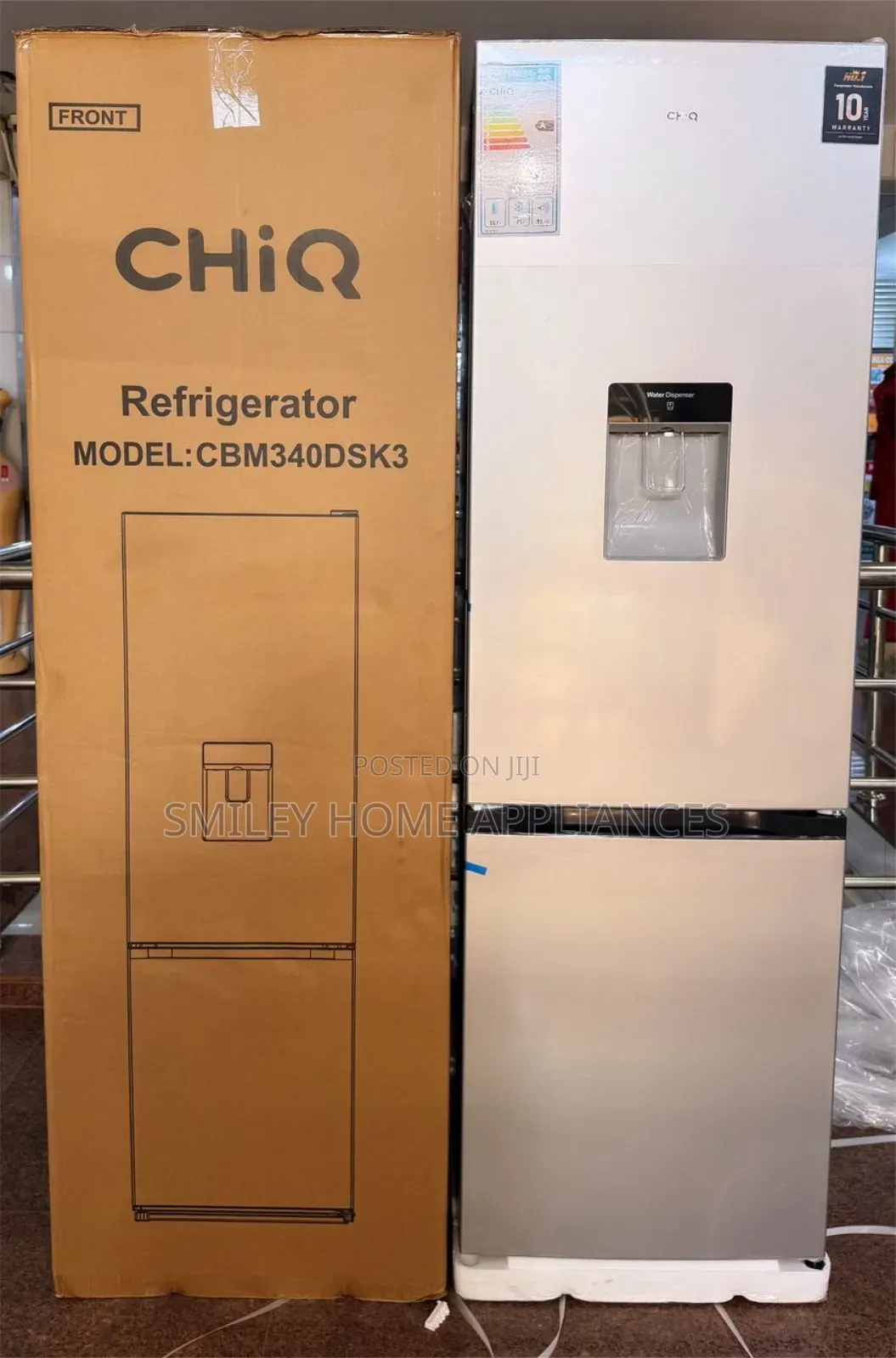Chiq 340ltrs Double Door Refrigerator With a Water Dispenser