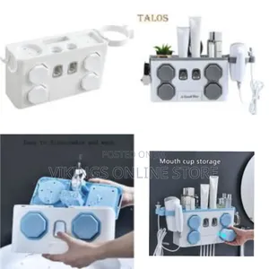 Multifunctional 5 Toothbrush Holder Slots Automatic Dual Wall Mounted