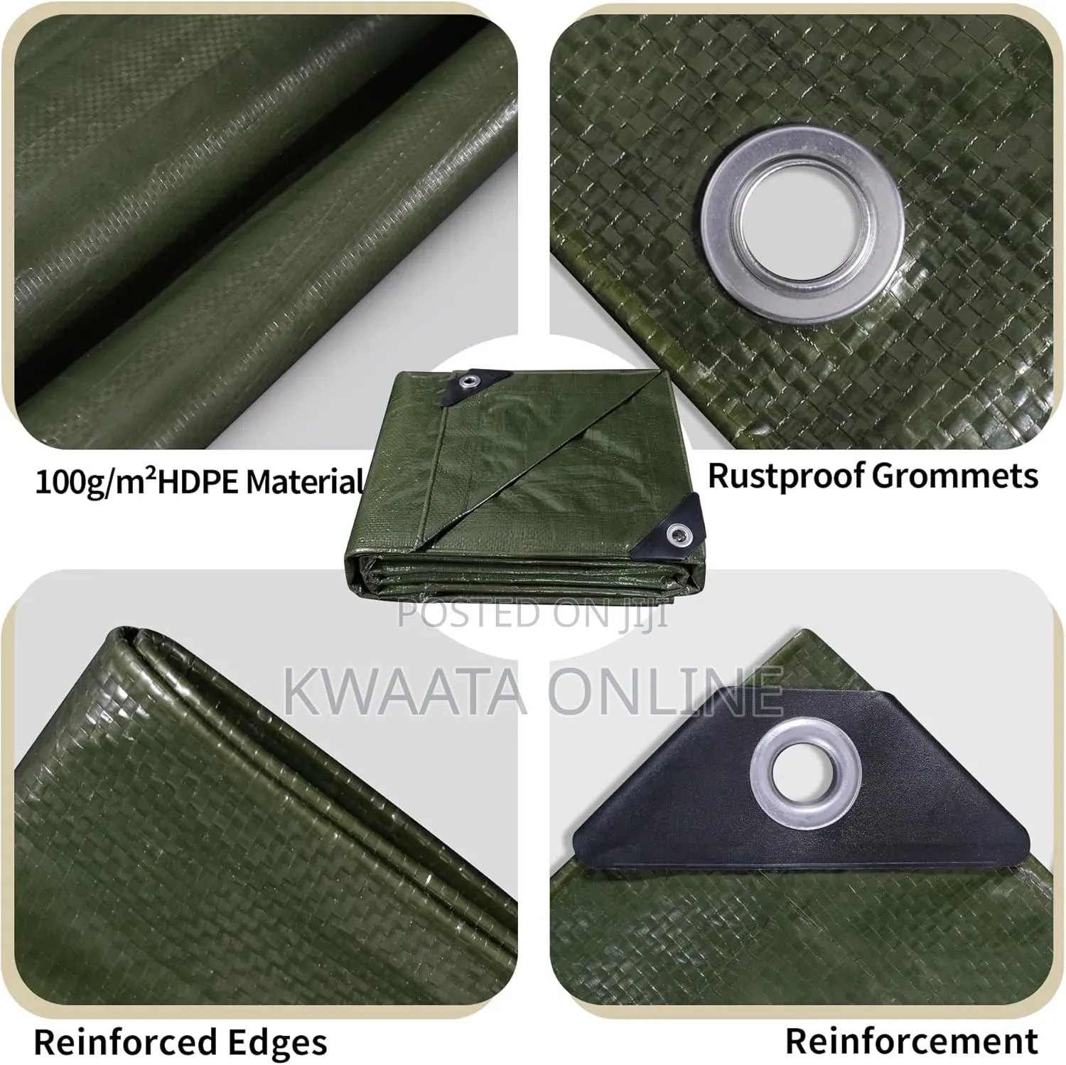 Waterproof Tarpaulin Sheet With Eyelet (4x6meter), Green, Orange, Blue