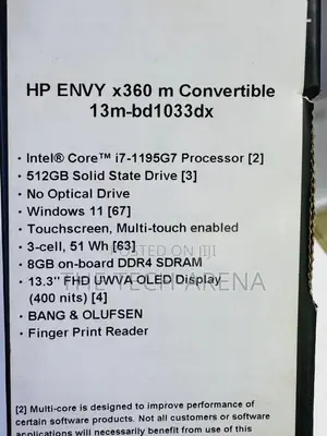 New HP Envy x360 Convertible 15 es2xx 8GB Intel Core i7 SSD 512GB