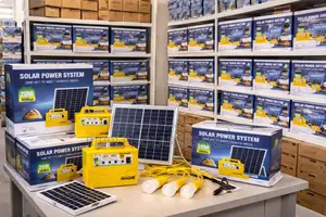 20w Portable Solar Lighting Kit 3 Bulbs Phone Charging