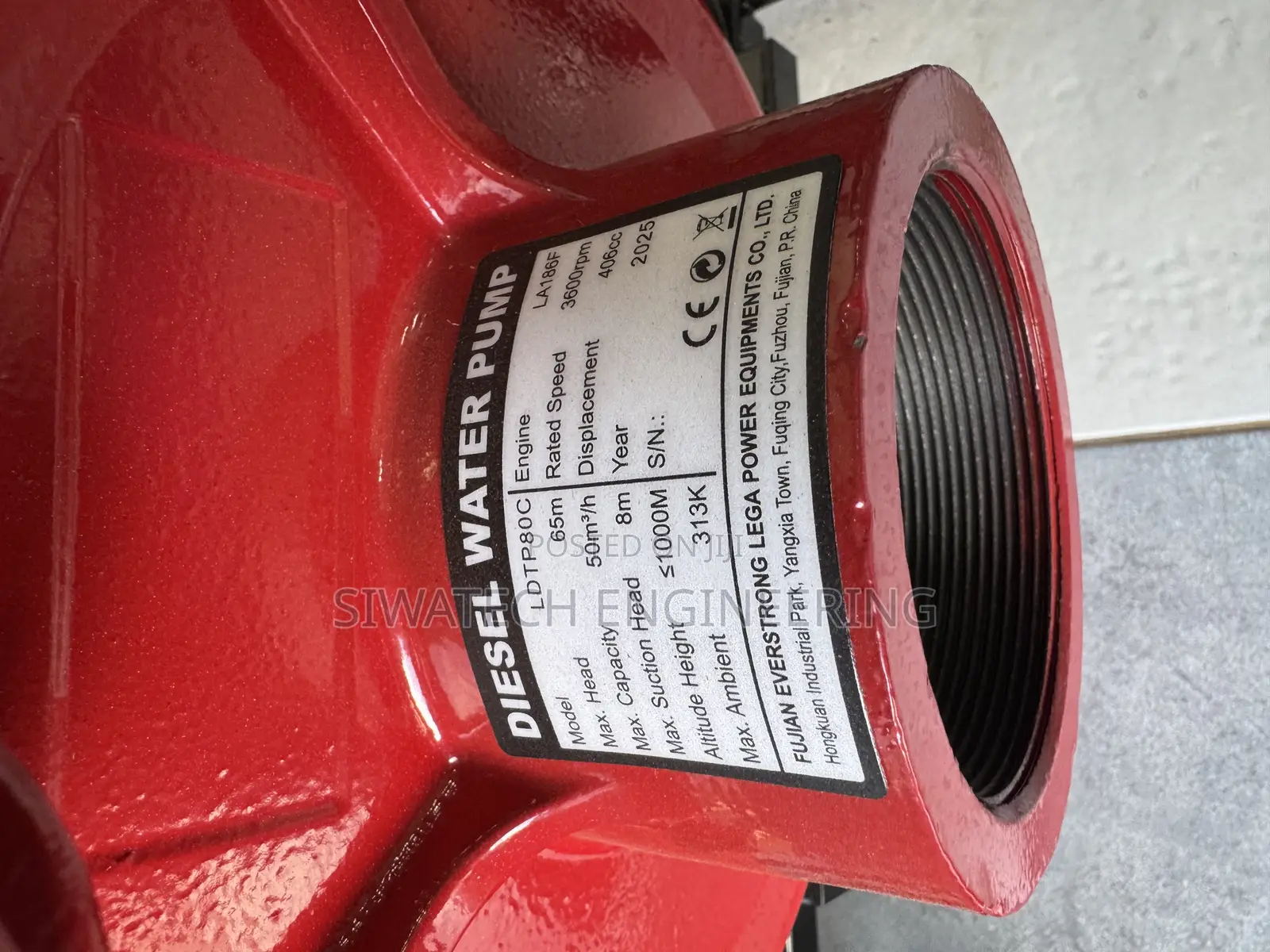 High Pressure Diesel Pump Cast Iron 3” 65m Head, 50cubics/Hr.