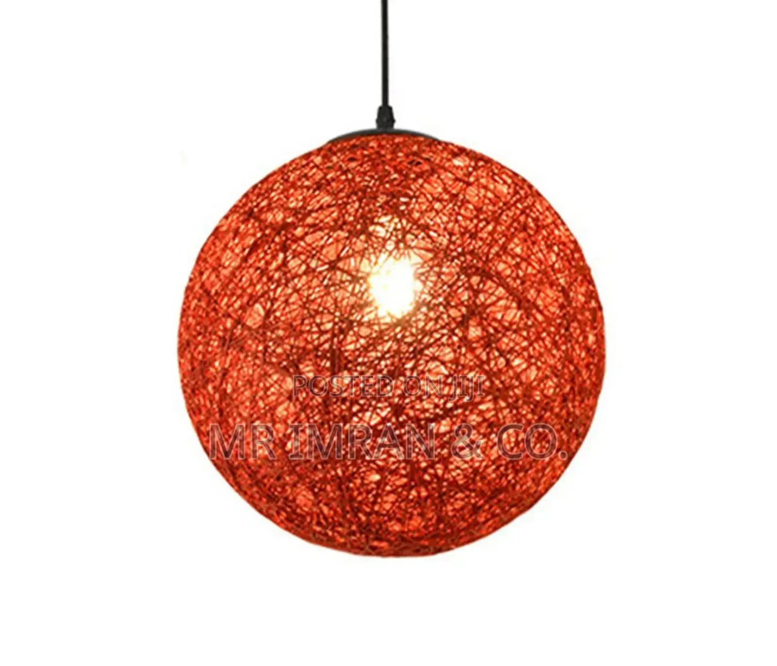 Red Handmade String or Yarn Globe Pendant Lampshade