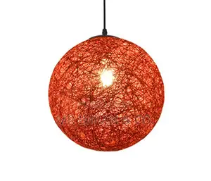 Red Handmade String or Yarn Globe Pendant Lampshade