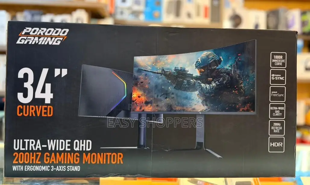 Porodo Gaming 34" Curved Ultra-Wide QHD Gaming Monitor