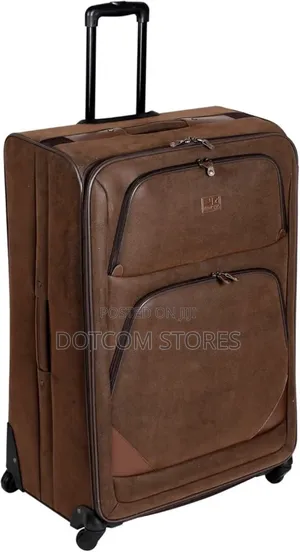 Vintage Brown Leather Trolley Suitcase