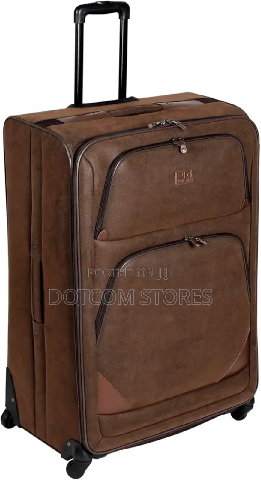 Vintage Brown Leather Trolley Suitcase