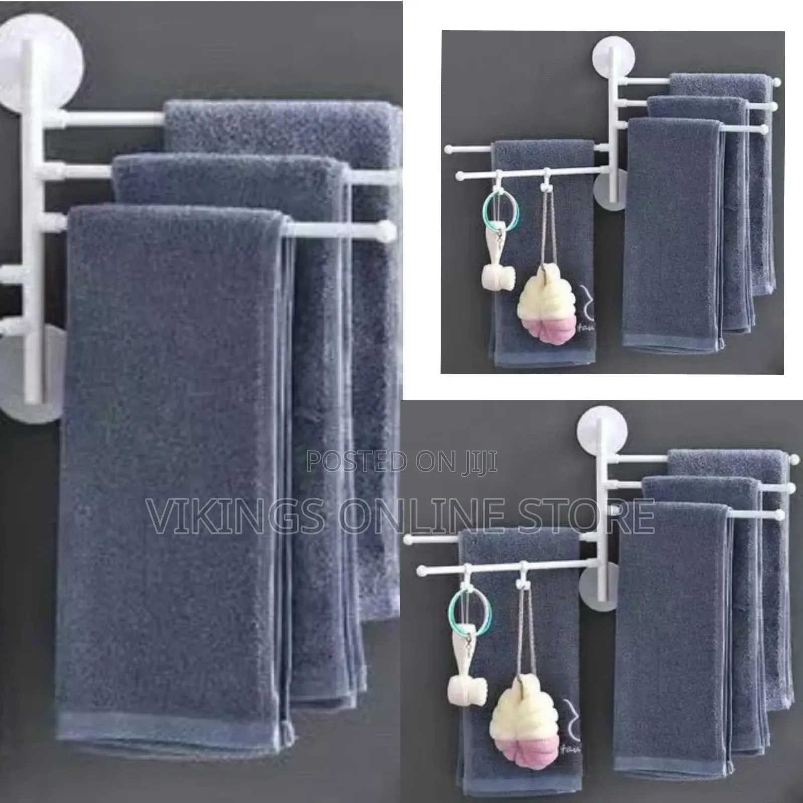 Wall Mount Bath Towel Holder Swing Out Rack 5-bar Folding Hanger Stand