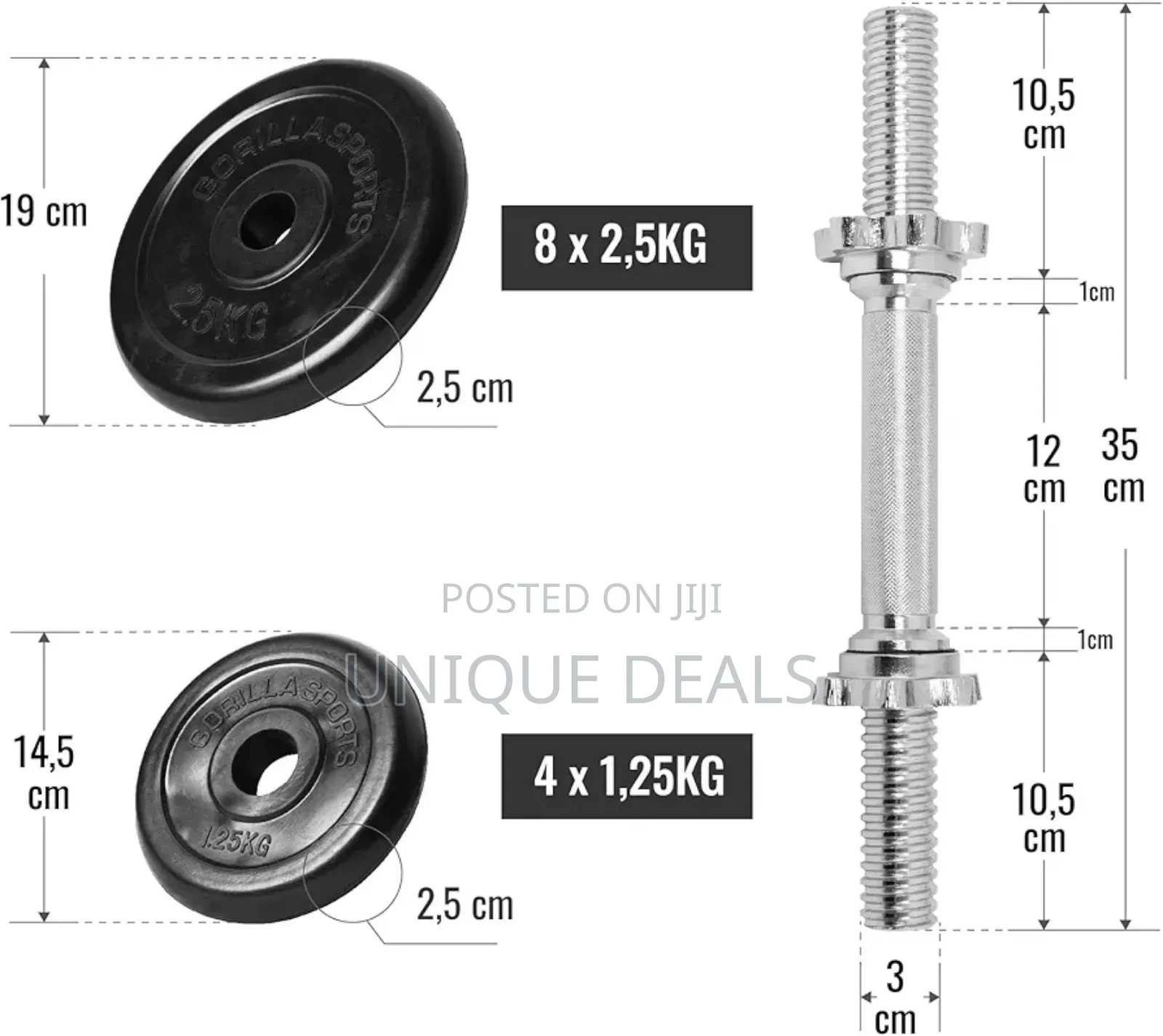 Sports Dumbell Set - Dumbbell Set - Rubber - 30 Kg