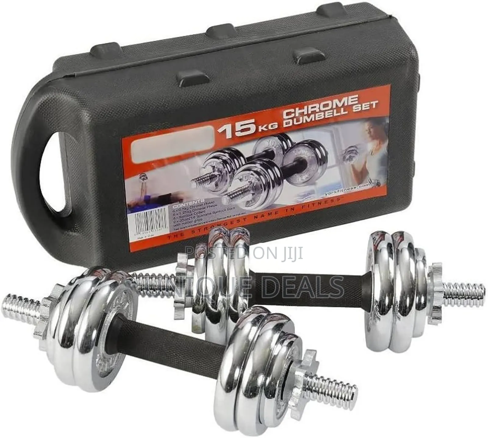 Dumbbells Set, 15 Kg Set, Silver