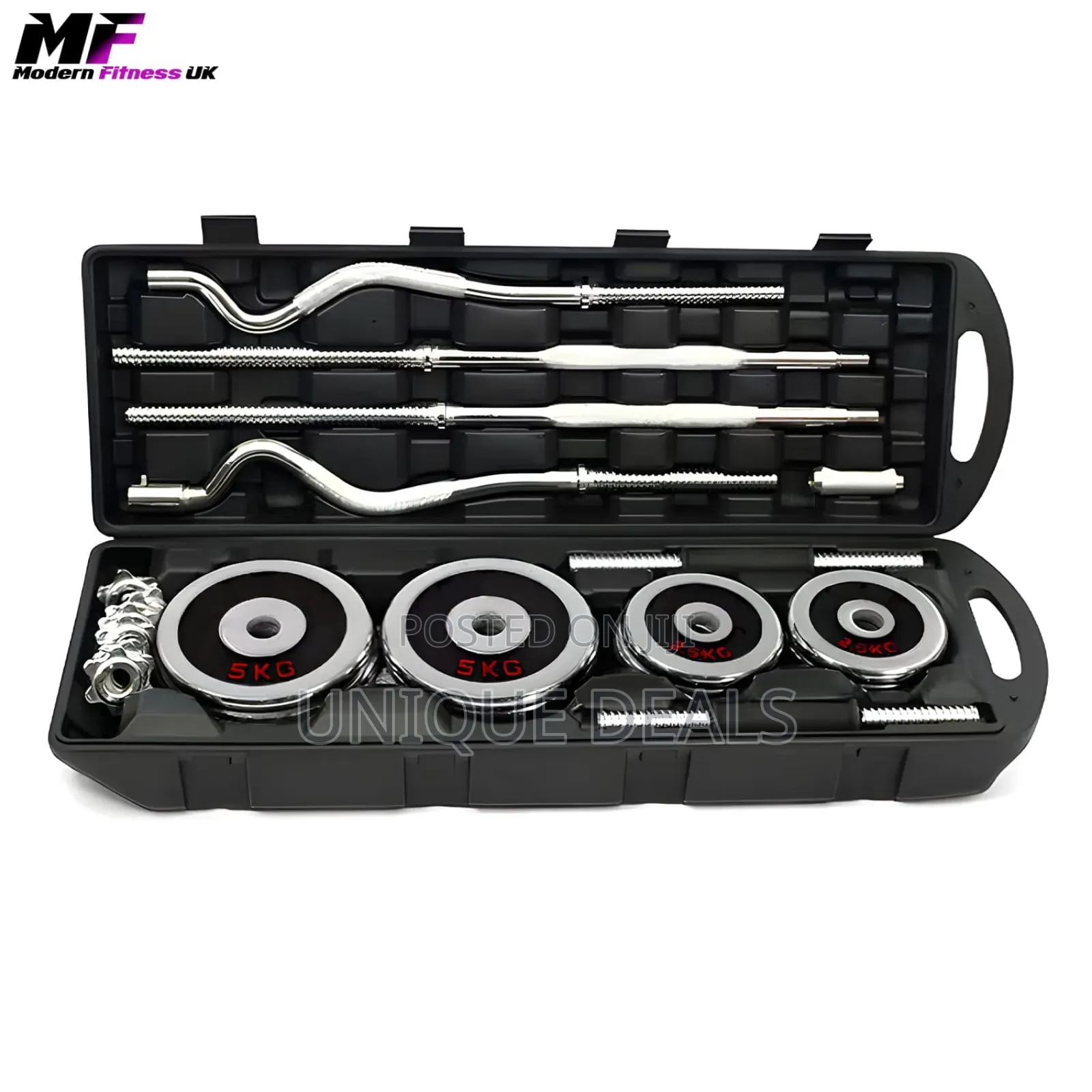 55kg Adjustable Chrome Dumbbell Barbell Set