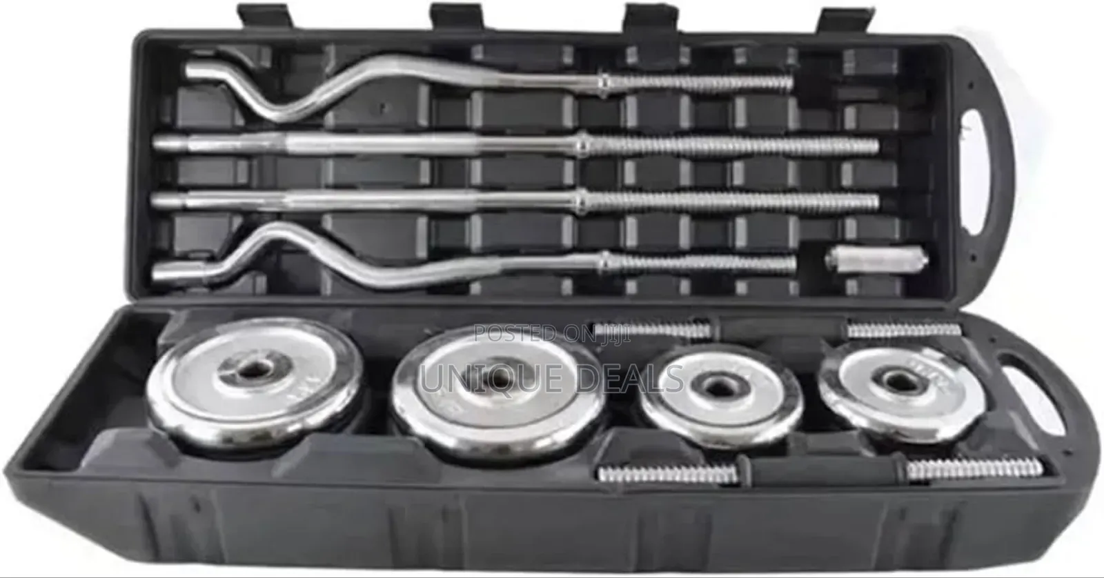 55kg Adjustable Chrome Dumbbell Barbell Set