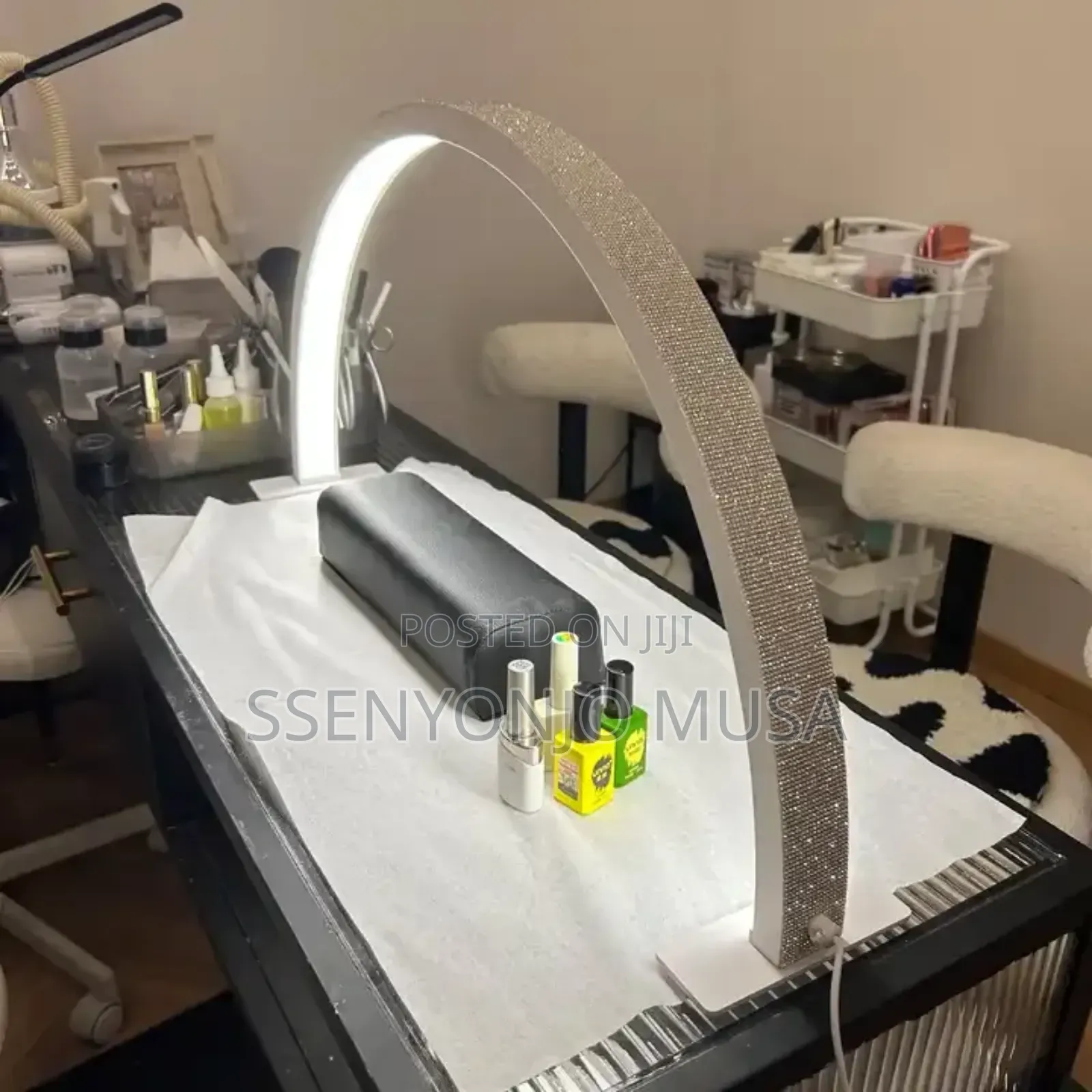 Half Moon Led Nail Desk Lamp – Adjustable Brightness, 3 Color Modes.