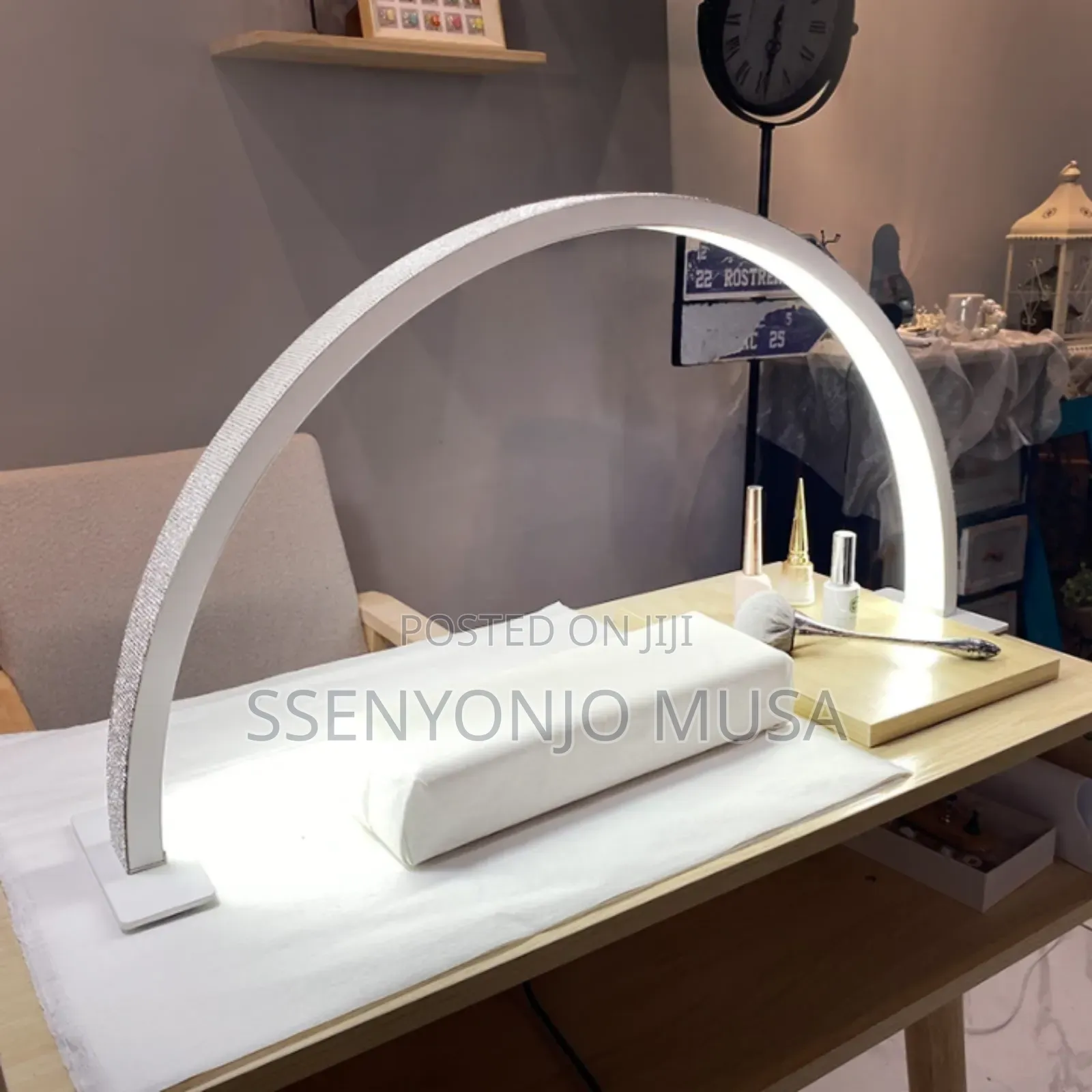 Half Moon Led Nail Desk Lamp – Adjustable Brightness, 3 Color Modes.
