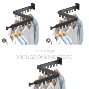 A Wall-Mounted, Tri-Fold Retractable Clothes Drying Rack