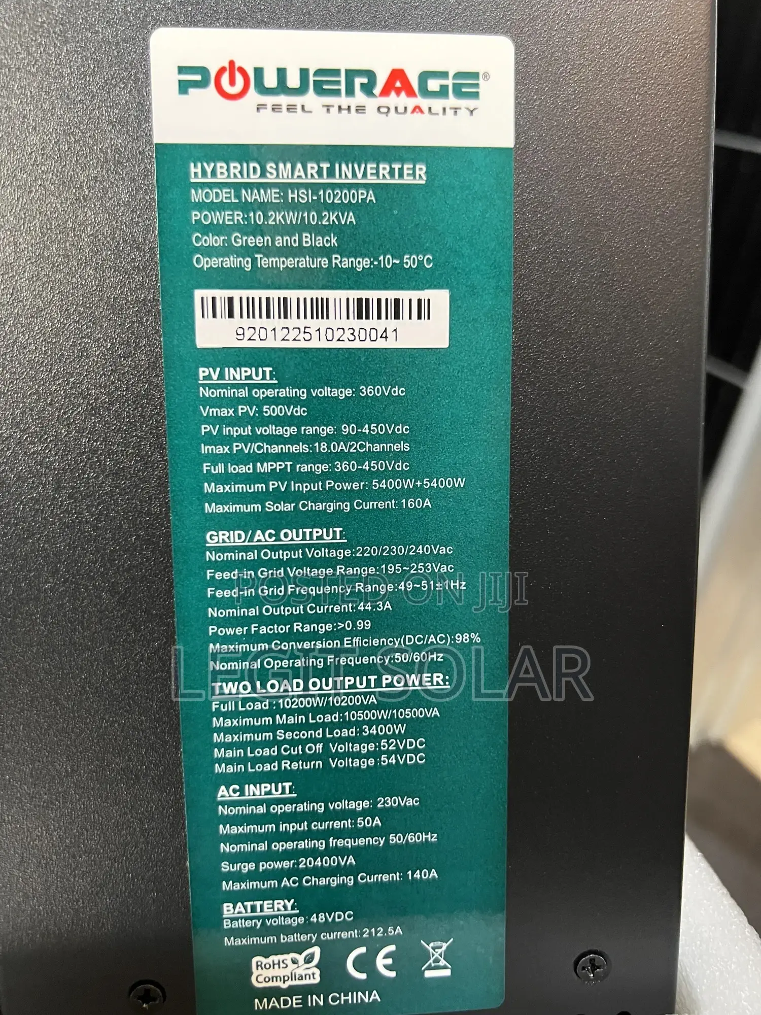 Powerage Hybrid Smart Inverter (Hsi-10200pa)