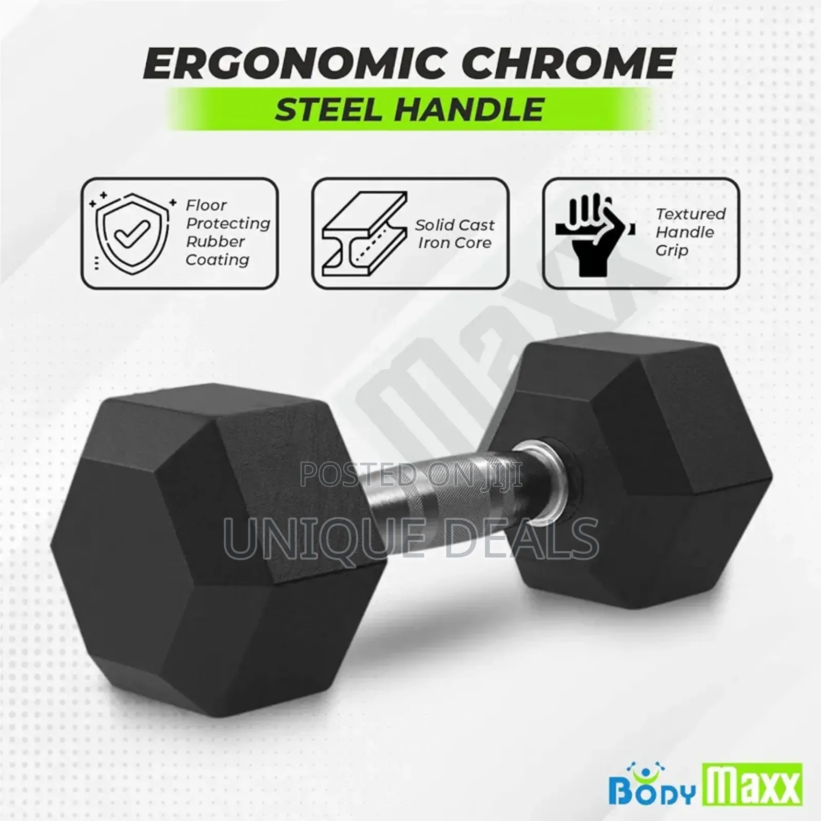 Body Maxx Rubber Hex Dumbells 12.5 Kg X 1 Pair