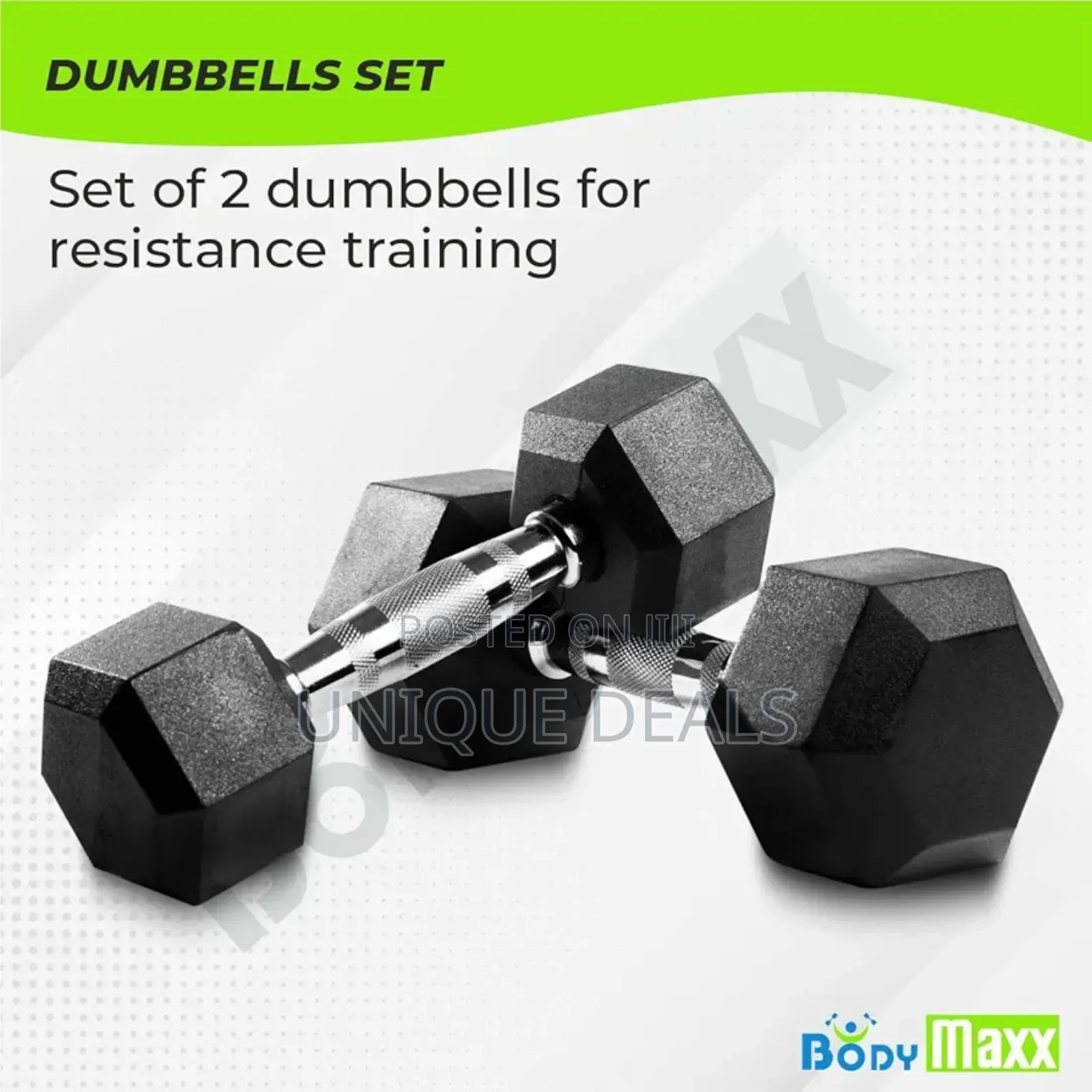 Body Maxx Rubber Hex Dumbells 12.5 Kg X 1 Pair