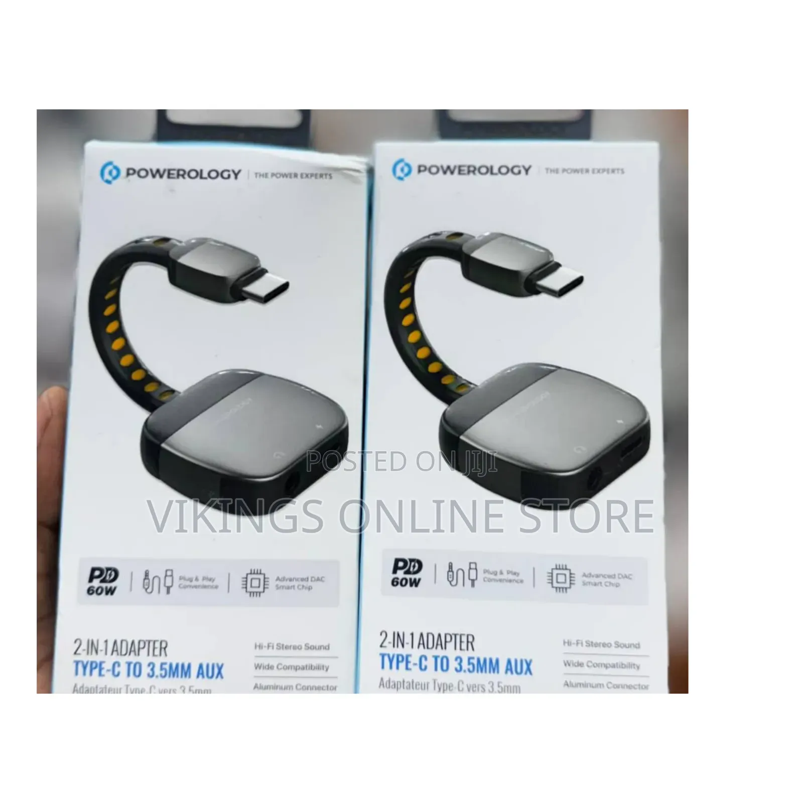 Powerology 2-in-1 Type-C to 3.5mm Aux Adapter