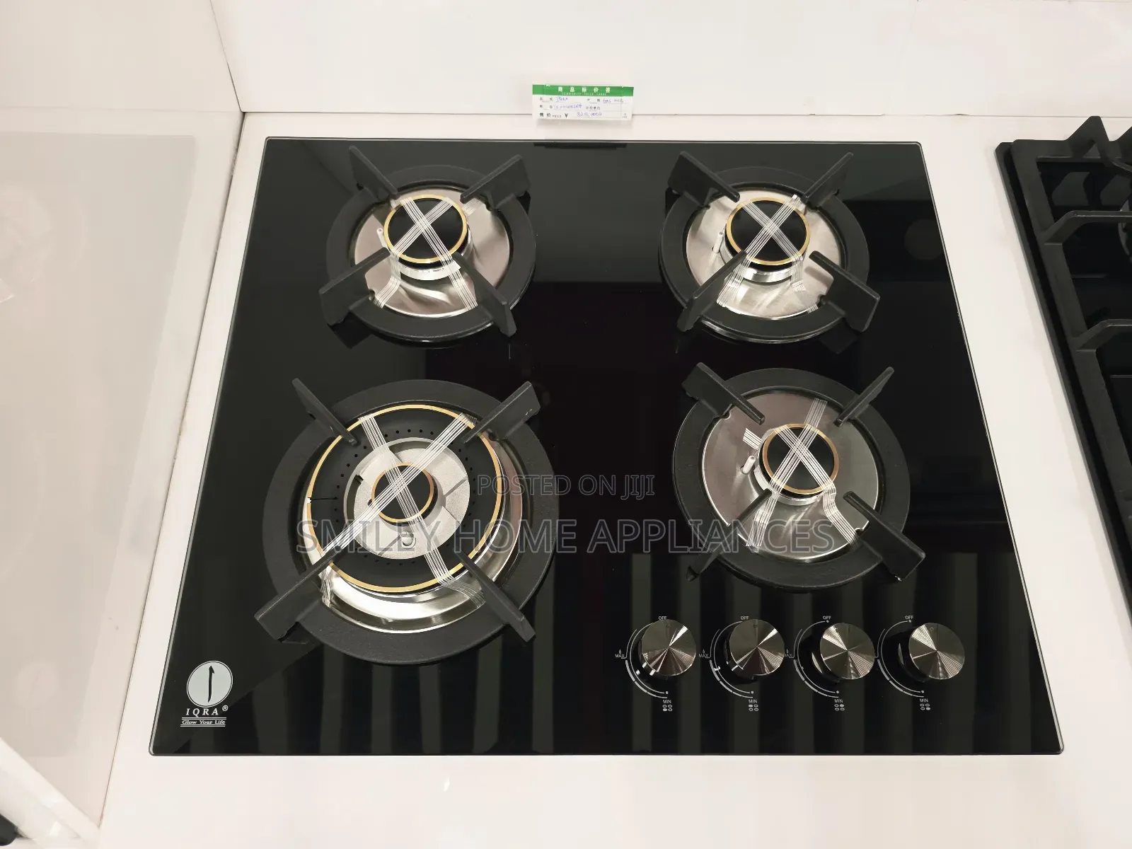 60cm*60cm Iqra Built in 4 Burner Gas Hob Black Glass at 20% Discount