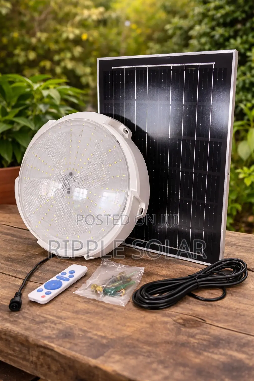 200w Solar Ceiling Light With Panel Remote Indoor Lighting Kampala