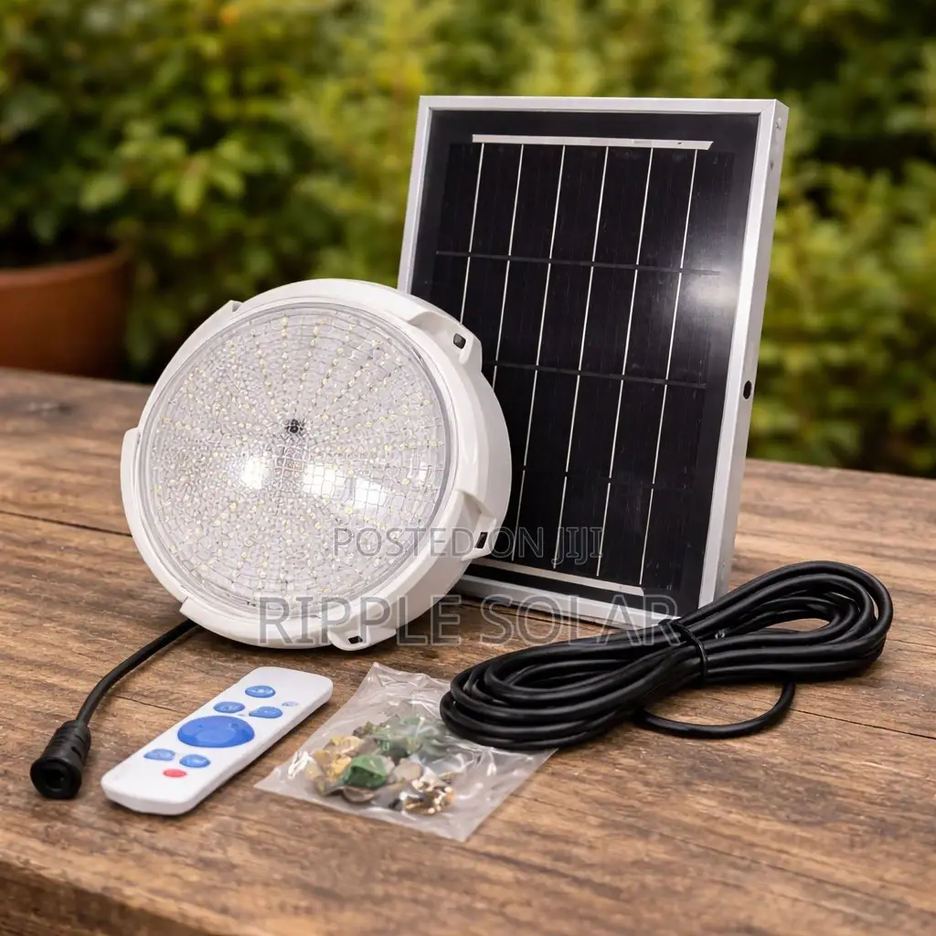 100w Solar Ceiling Light With Panel Remote Indoor Lighting Kampala
