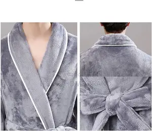 Unisex Bathrobe, Long Warm Thick Flannel Bathrobe, Robes Sleepwear