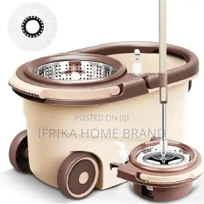 Spin Mop Bucket on Wheels, Extendable Handle Steel Wringer
