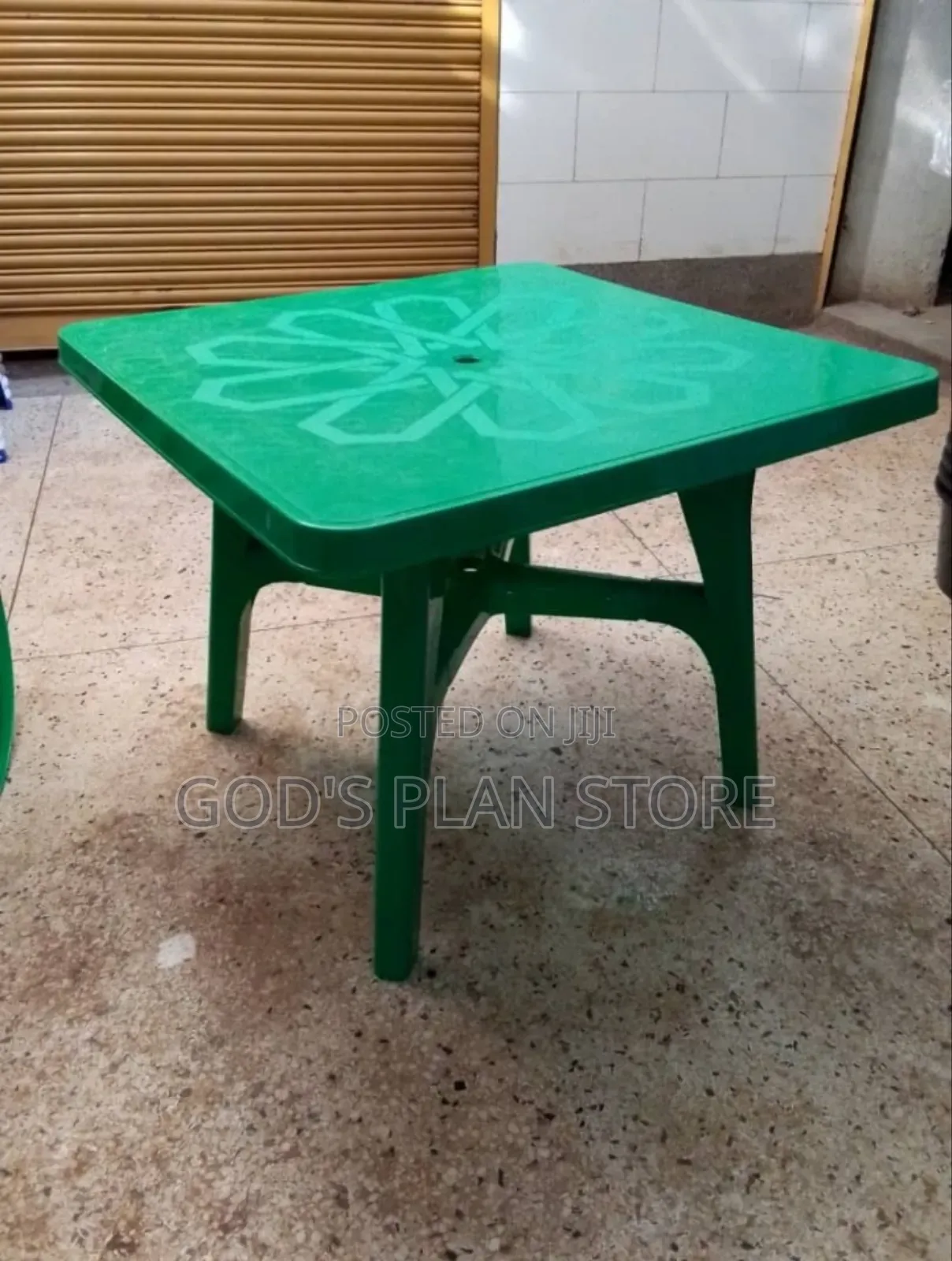 X - Shaped Legs Plastic Table Plastic Table 4people (Green)90×90