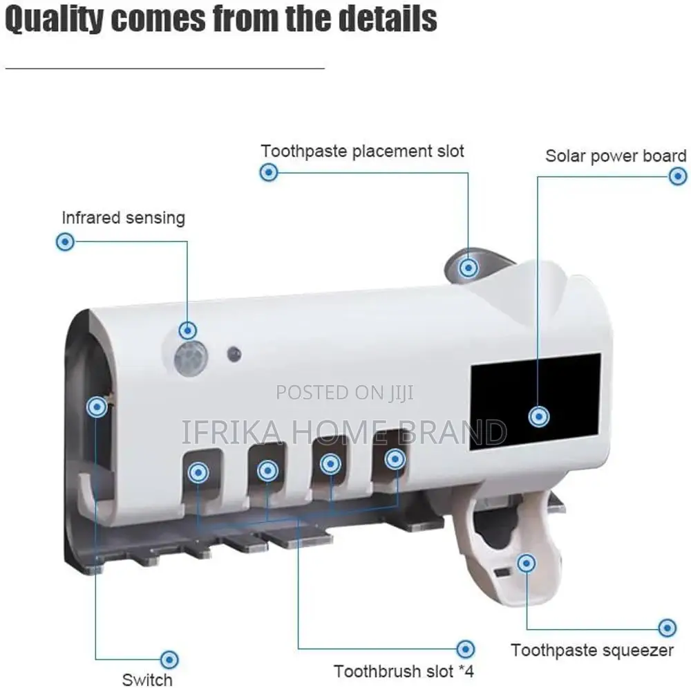 3-in-1 Smart Uv Toothbrush Sterilizer and Toothpaste Dispenser