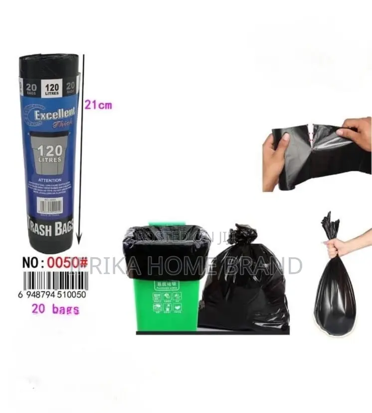 Trash Bags 20 Bags 160-Liter Heavy-Duty Trash Bags