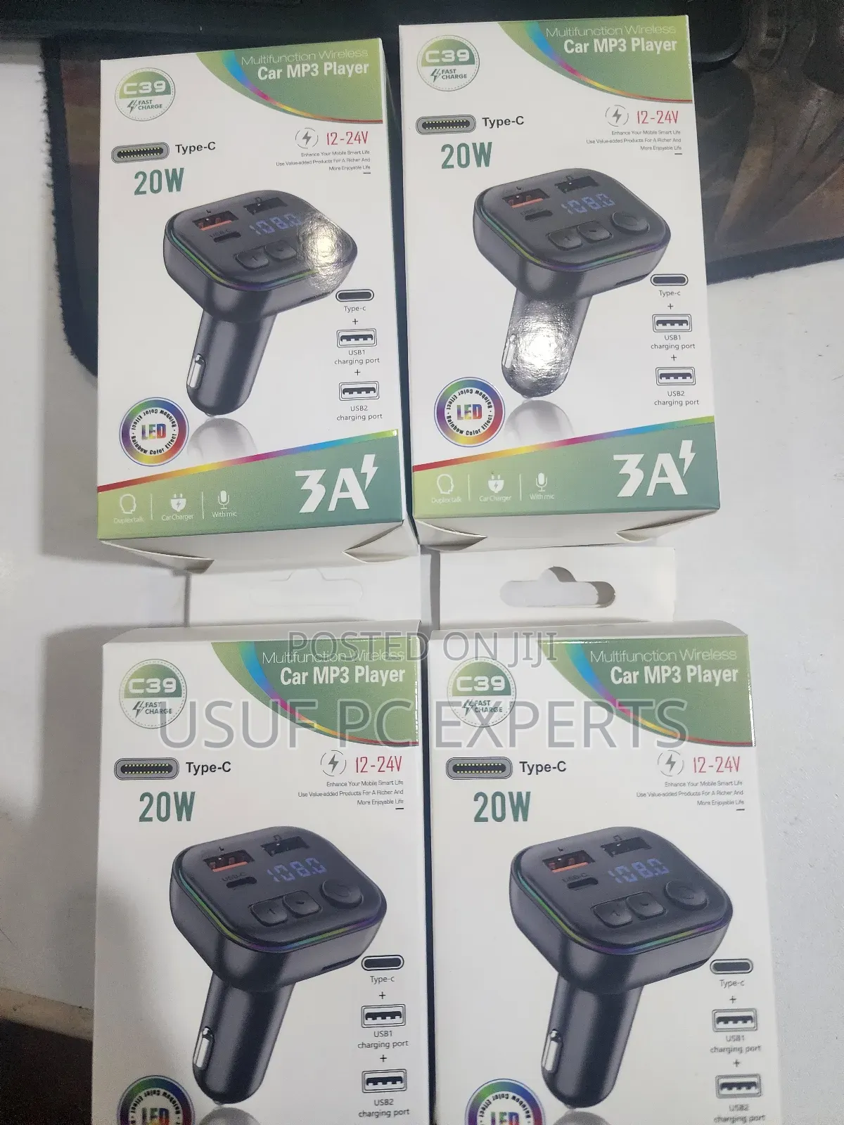 20 W Fast Car Charger With Type C and Usb Ports
